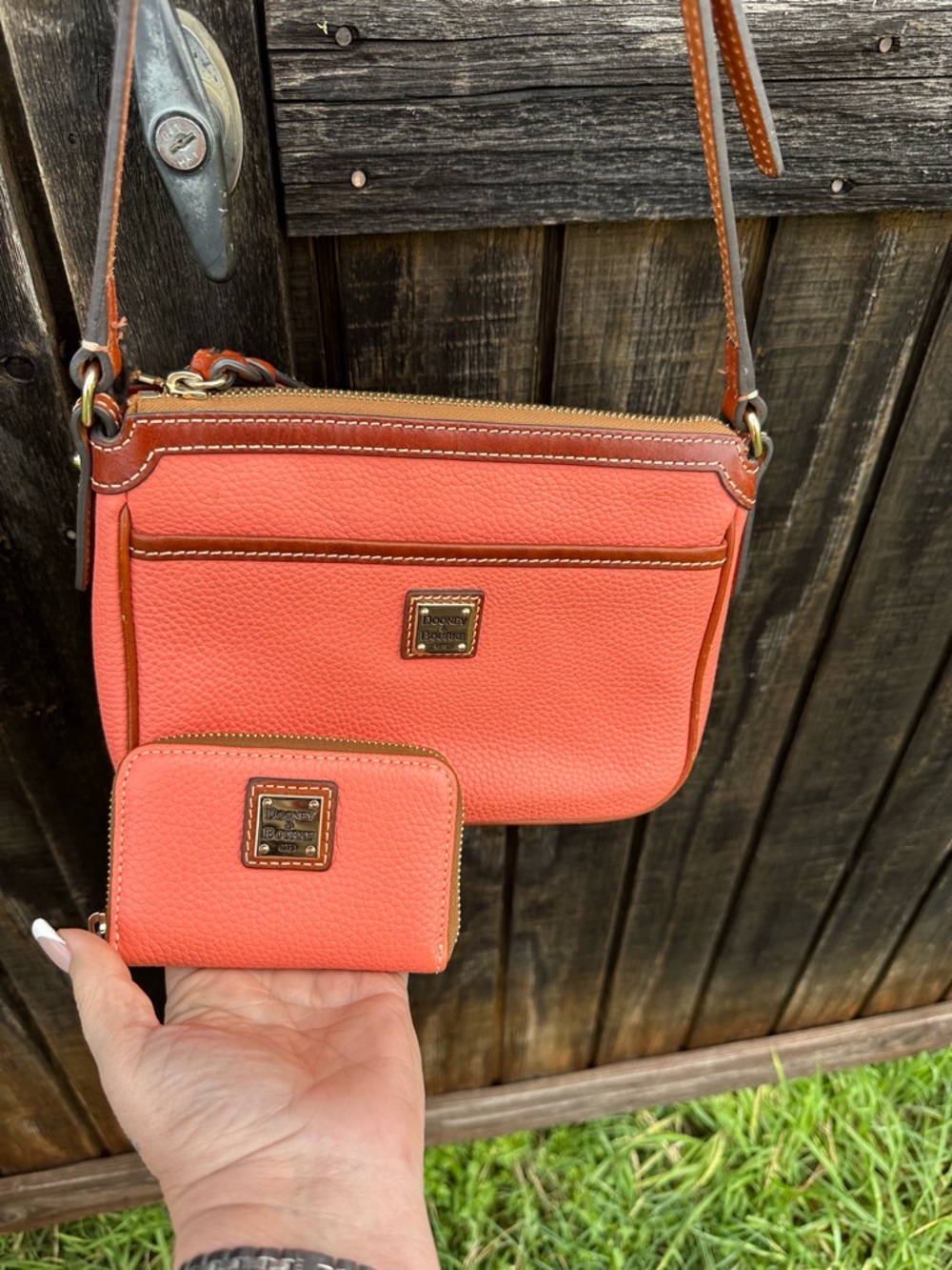 Dooney & Bourke Coral Pebbled Leather Crossbody with Matching Wallet